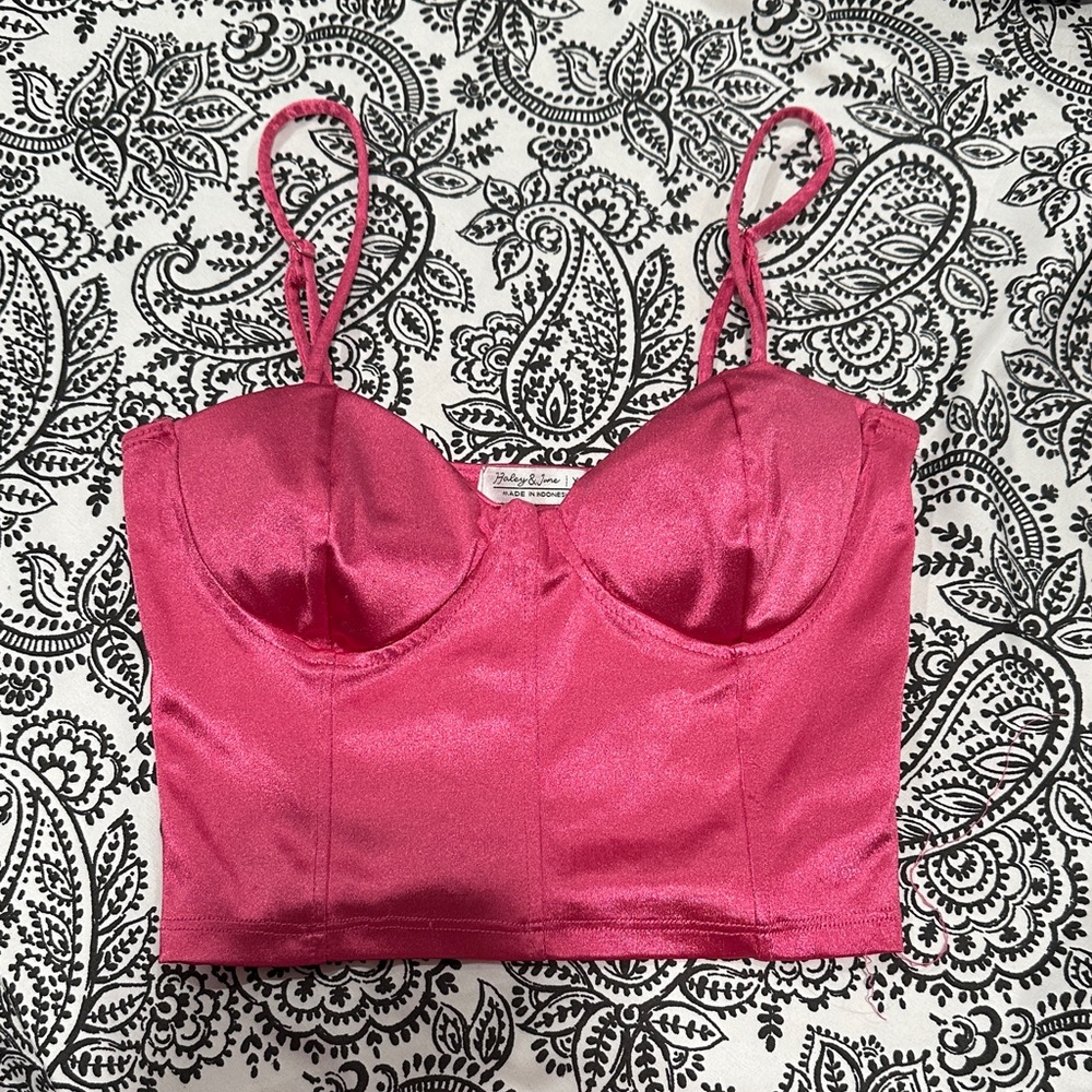 Elegant Pink Satin Bustier Bra
